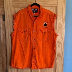 Sturgis SD Bike Week Orange Sleeveless Button-Up Shirt